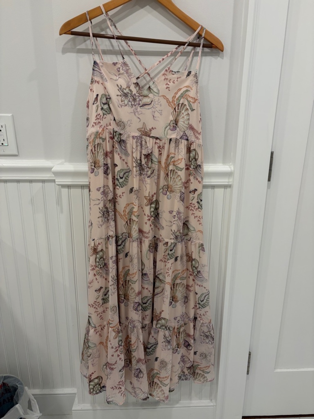 Ina Blush Floral Dress with Beach Motif  L